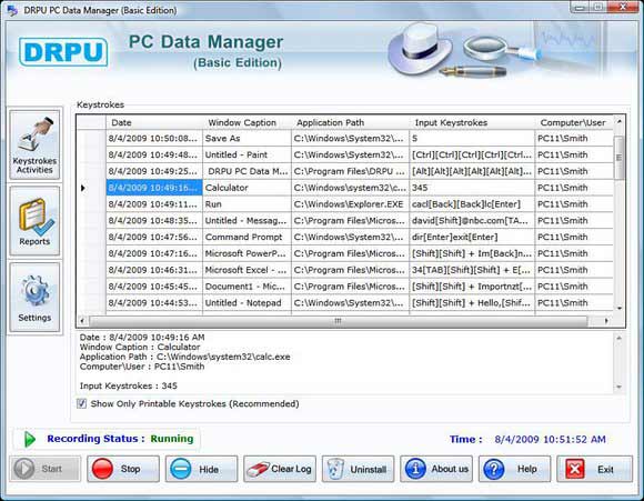 Screenshot of PC Keylogger