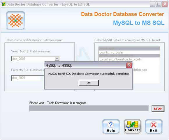 Screenshot of MySQL Database To MSSQL Converter Ex