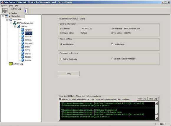 Screenshot of Windows Network USB Drive Blocker