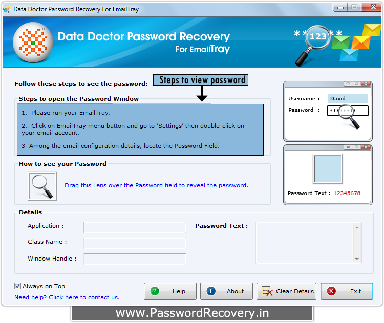Password Recovery For EmailTray