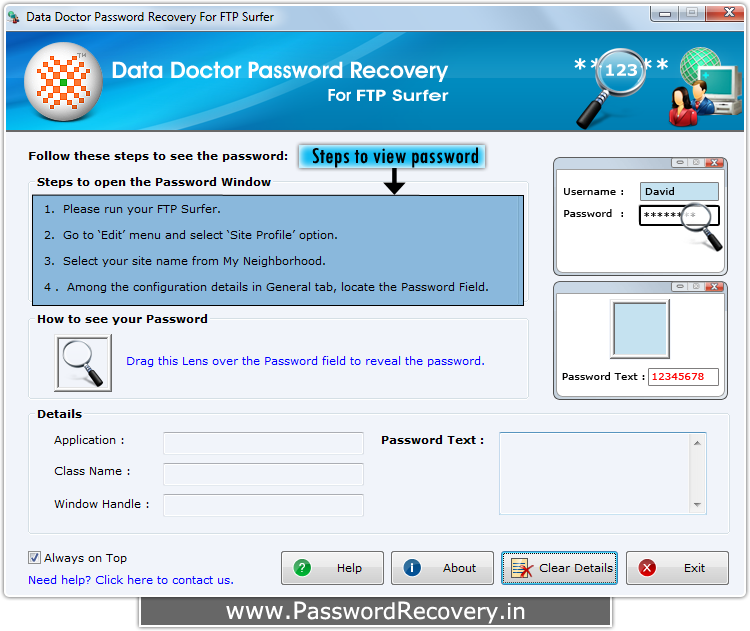 Password Recovery For FTP Surfer