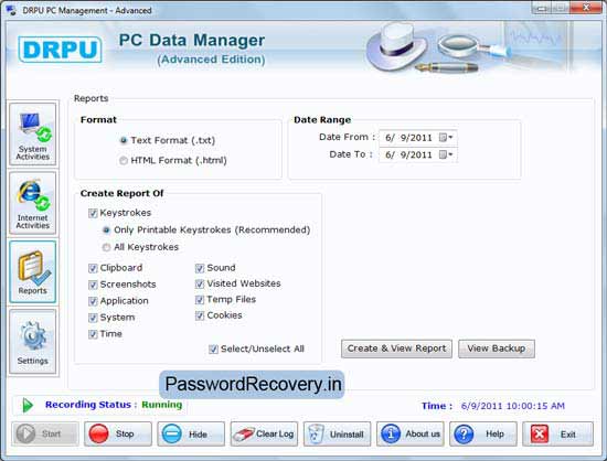 Screenshot of Keyboard Keystroke Recorder