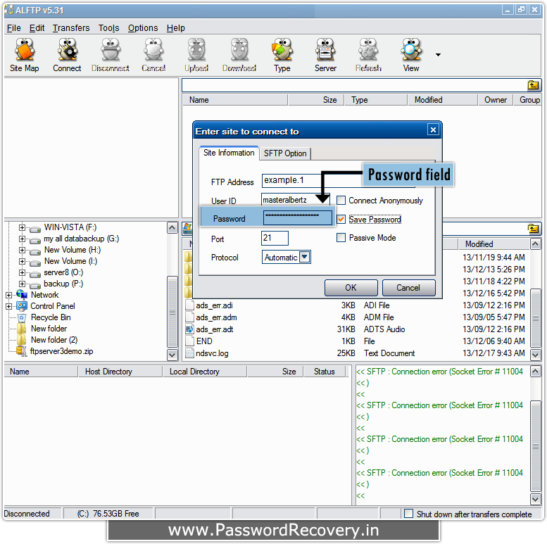 Password Recovery For ALFTP