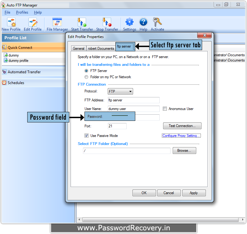 Password Recovery For Auto FTP