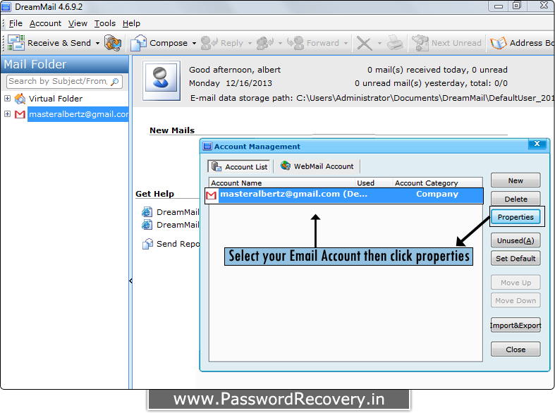 Password Recovery For DreamMail