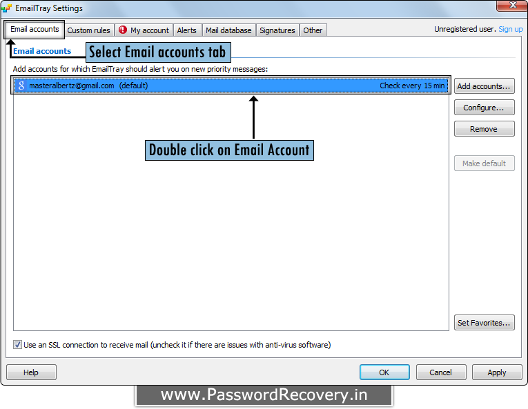 Password Recovery For EmailTray