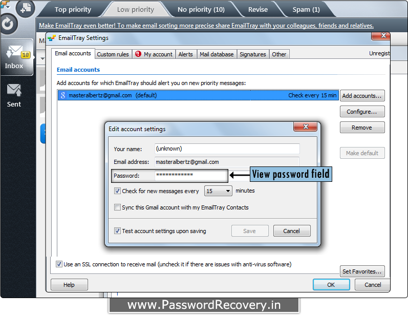 Password Recovery For EmailTray