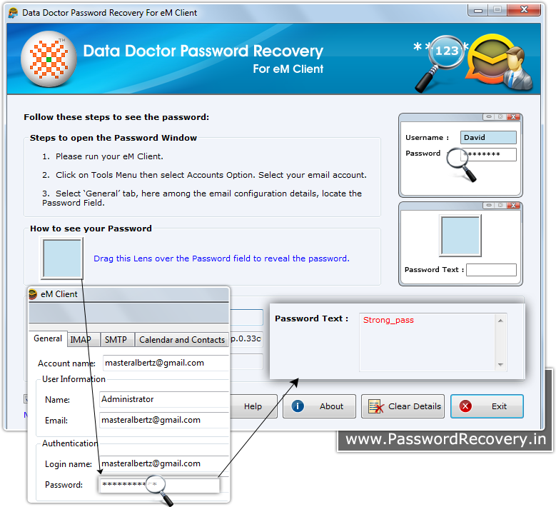 Password field. Email password Recovery Pro. Recovery passphrase. Em client счетчик писем. Client password