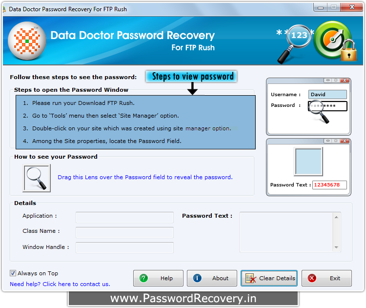 Password Recovery For FTP Rush