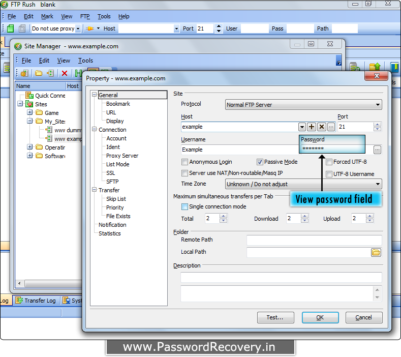 Password Recovery For FTP Rush