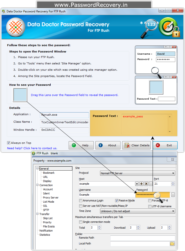 Password Recovery For FTP Rush