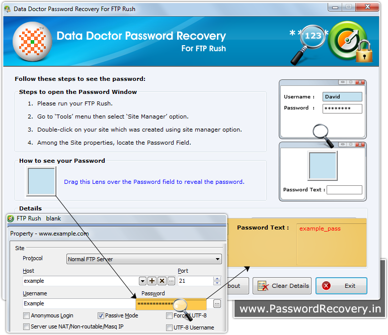 Password Recovery For FTP Rush