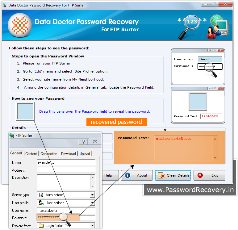 Password Recovery For FTP Surfer