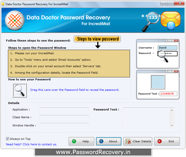 Password Recovery For IncrediMail