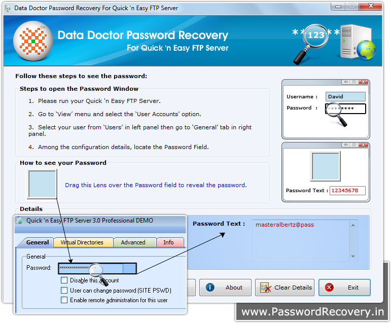 Password Recovery For quick and easy FTP Server